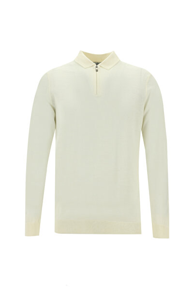 Kiğılı Πλεκτό πουλόβερ με γιακά πόλο, κανονική εφαρμογή, με φερμουάρ, Μάλλινο...