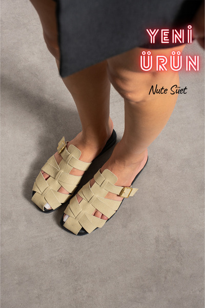 diya shoes Shay Yoshi Gold Aksesuarlı Kemer Toka Detaylı Kadın Terlik