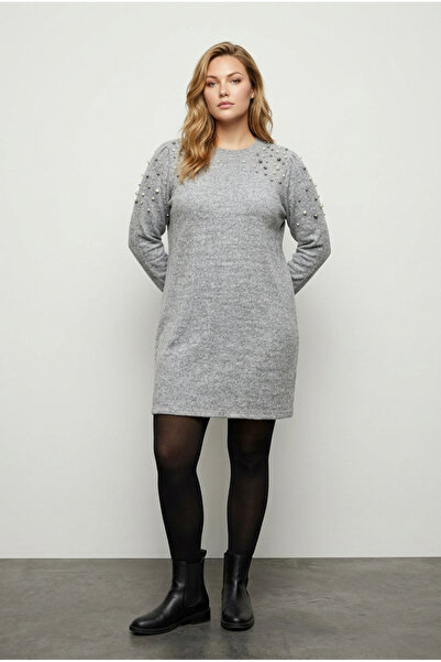 Stil Diva Tunica de pluș cu mâneci lungi, mărime mare guler rotund 615153