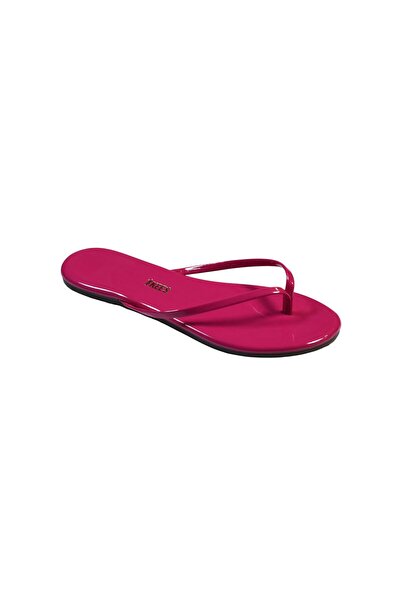 Tkees Flip-flops de damă clasici din piele lacuită fucsia, eleganți, casual p...