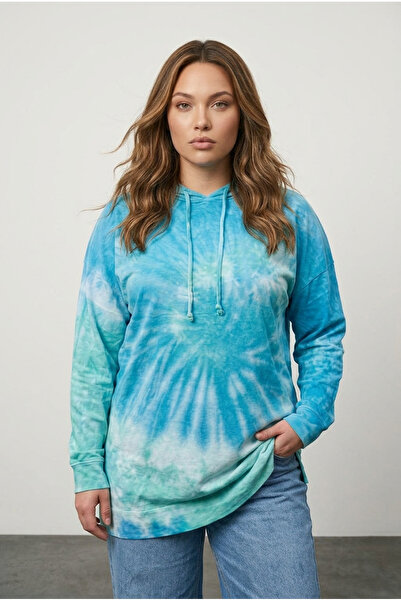 Stil Diva Plus Size Hooded Long Sleeve Thin Fabric Tie-Dye Pattern Sweatshirt...