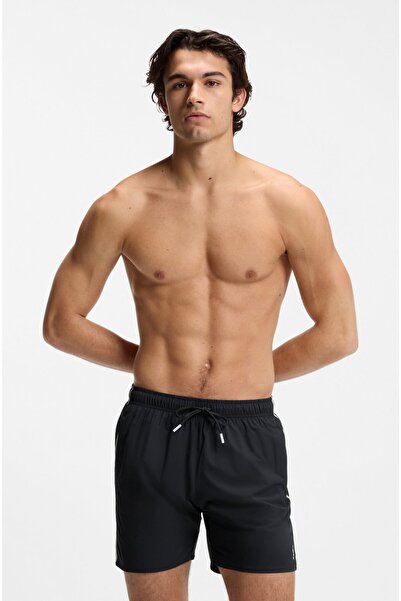 BOSS Logo and Striped Signature Color Recycled Material Swim Shorts