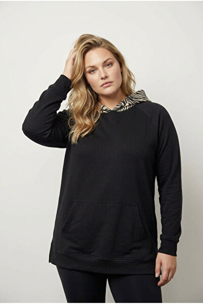 Stil Diva Hanorac cu mânecă lungă, mărime mare, cu buzunare pe lateral, cu fa...