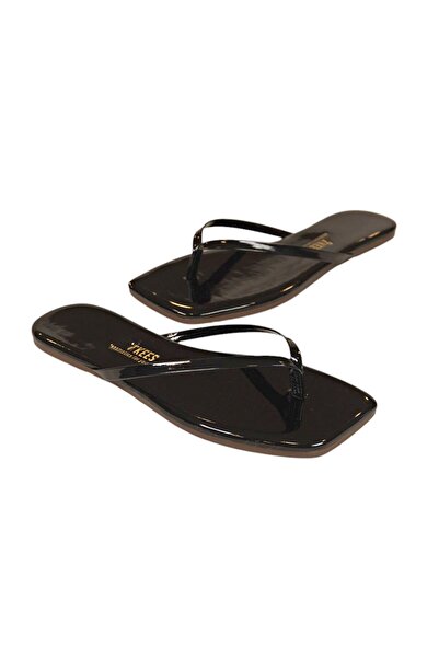 Tkees Dámské lakované černé pantofle se čtvercovou špičkou