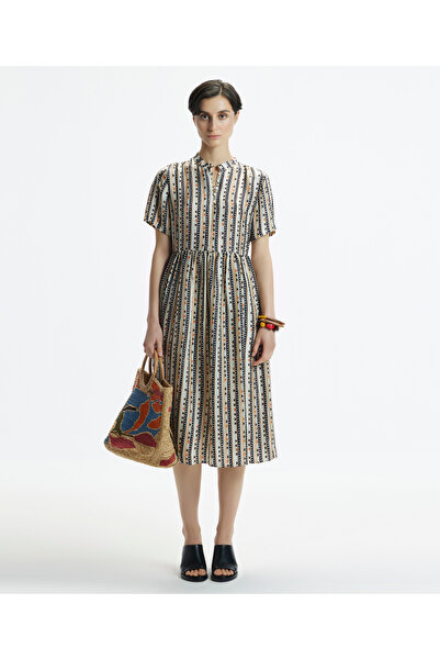 Yargıcı Short Sleeve Button Midi Dress