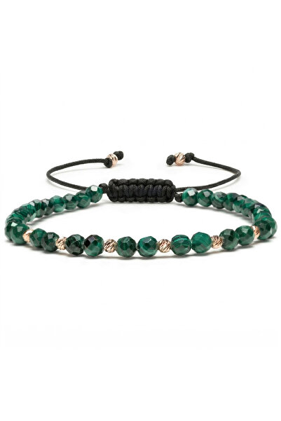 MANAVA Bratara cu 10 bile Aur 14k si pietre semipretioase Malachit
