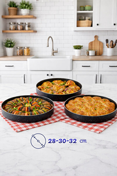 MEŞELER meşeler granit fırın kabı fırın tepsisi 3 lü set 28 cm - 30 cm -32 cm