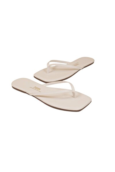 Tkees Femei alb pătrat Toe papuci casual elegant