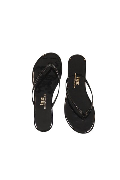 Tkees Γυναικείες κλασικές δερμάτινες μαύρες κομψές καθημερινές σαγιονάρες Παν...