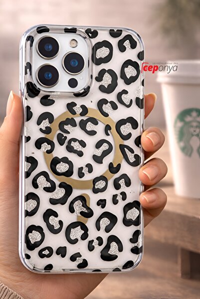 Musal iPhone 15 Pro Max Kılıf Magsafe Şarj Özellikli Desenli Leopar Jago Kapak