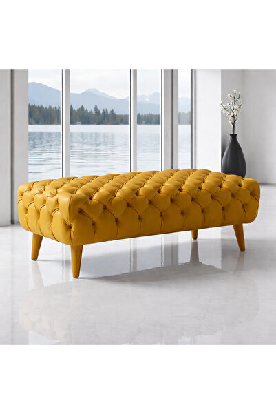 Smarto relax Swiss Style Puf, polyester Kaplama, 110x45x40 cm, Pelastik Ayakl...