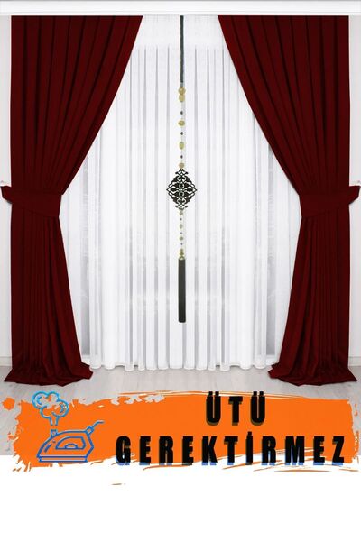 BD beyaz dokuma Visokokvalitetna klaret crvena Nabrano Somot msi Zavesa za dr...