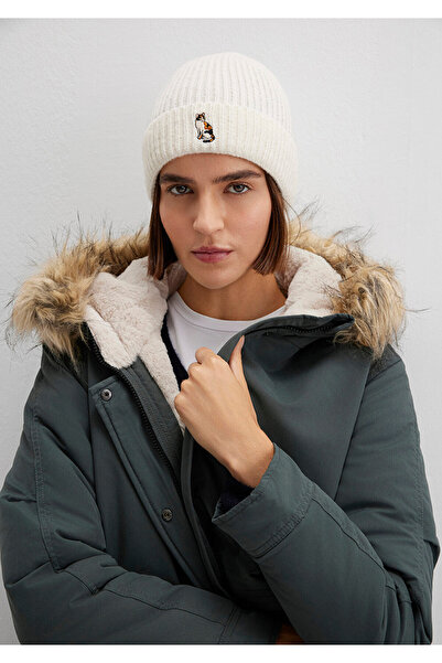 Mavi Cat Embroidered Ecru Beret 1913940-80194