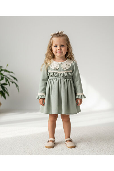 aysskids MILLA Dantel Yakalı Vintage Uzun Kollu Bayramlık Özel gün Kız Bebek ...