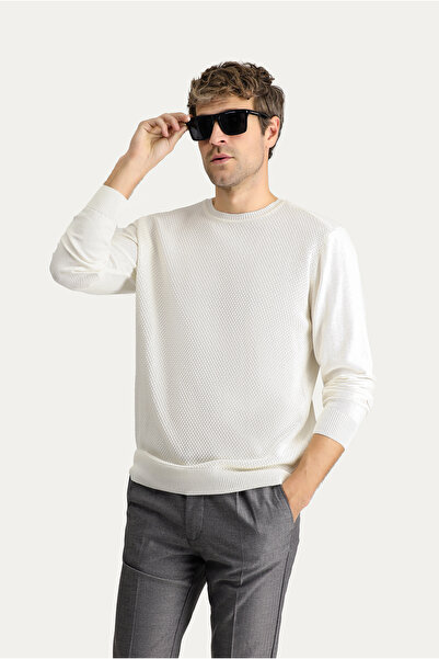 Kiğılı Pulover din bumbac cu modele, slim fit, cu decolteu