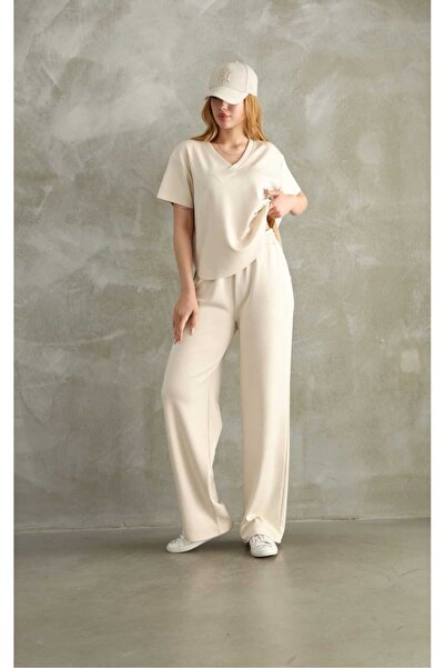 Devesta Moda Țesătură modală cu decolteu în V Lycra Confortabil casual și ele...