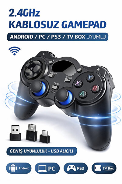 KENLY 2.4GHz Android Telefon Kablosuz Oyun Kolu Gamepad PC, TV Box ve PS3 Uyu...