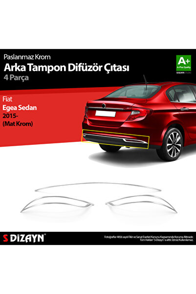 S Dizayn S-Dizayn Fiat Egea SD Krom Arka Tampon Difüzör Çıtası 3 Prç. 2015 Üz...