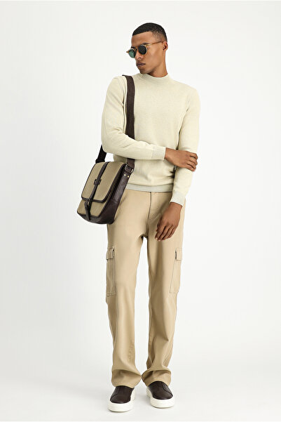 Kiğılı Pulover din tricot din bumbac cu jumătate de gât țesut regular