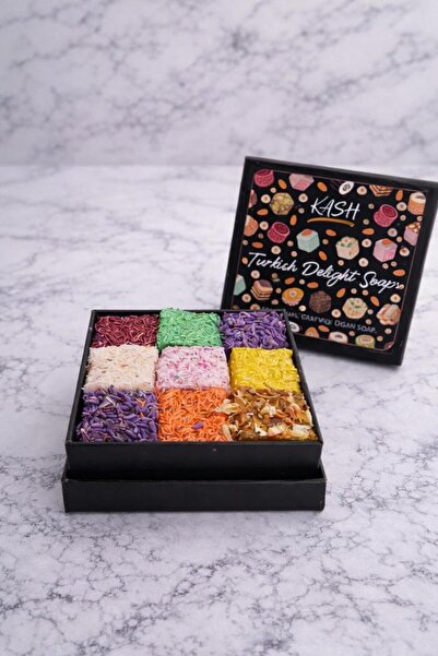 KASH مجموعة صابون ديلايت التركية - علبة هدايا خاصة مكونة من 9 قطع من الفرح ال...