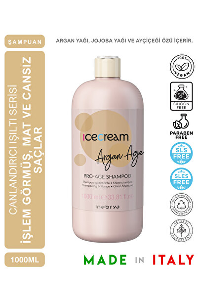 Inebrya Ice cream شامبو أرغان مغذي ومرمم للشعر الجاف والتالف 1000 مل