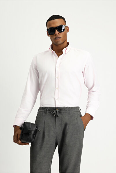 Kiğılı Uzun Kol Regular Fit Oxford Pamuklu Kolay Ütülenebilir Gömlek