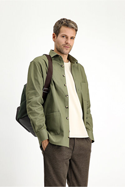 Kiğılı قميص / معطف قطني منقوش بأكمام طويلة