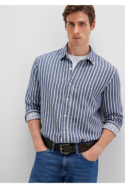 Mavi Çizgili Lacivert Gömlek Slim Fit / Dar Kesim 0211698-90917
