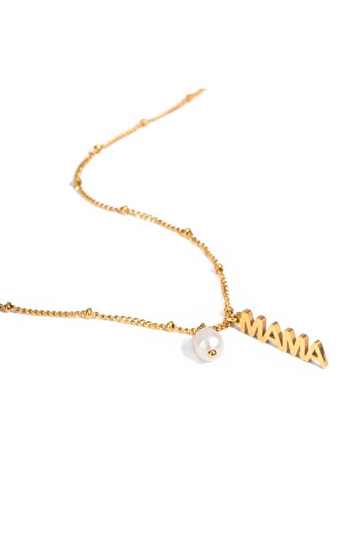 Eva Grace Colier Selena, auriu, cu perla si pandantiv "Mama", din oțel inoxid...