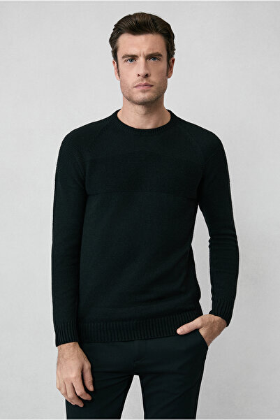 Kiğılı Pulover din lână, cu model, fără sudură, slim fit