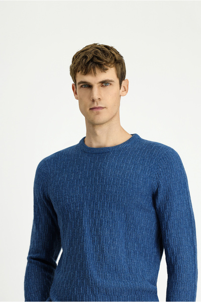 Kiğılı Pulover de tricotaj cu model cu decolteu rotund