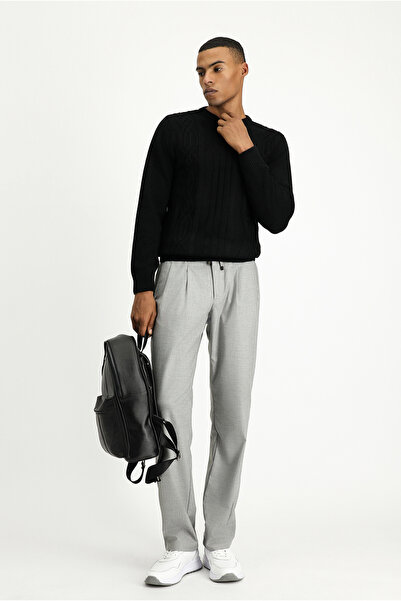 Kiğılı Pulover de tricotaj cu model cu decolteu rotund