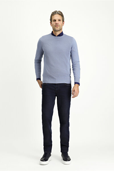 Kiğılı Bisiklet Yaka Slim Fit Dar Kesim Desenli Pamuklu Triko Kazak