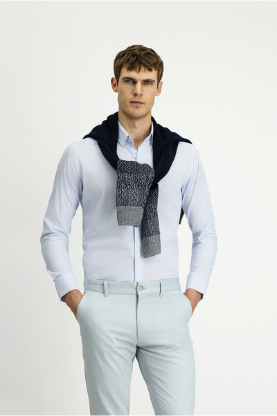 Kiğılı Long Sleeve Slim Fit Slim Fit Printed Cotton Shirt