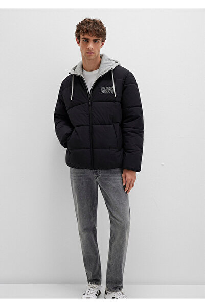 Mavi Schwarzer aufblasbarer Mantel mit Kapuze und Logo-Aufdruck 0110662-71379