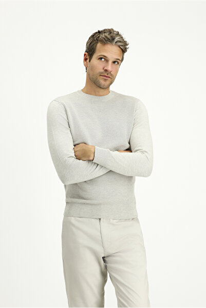 Kiğılı Pulover din bumbac cu modele, slim fit, cu decolteu