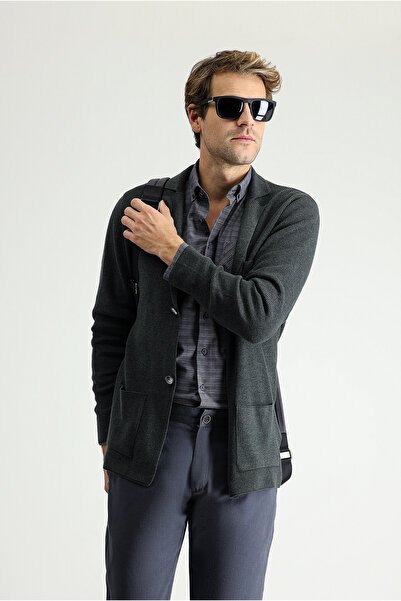 Kiğılı Regular Fit Pocketed Button Cotton Piece Knitwear Cardigan