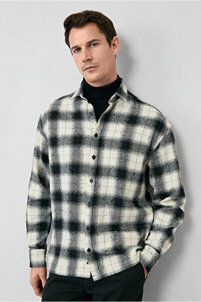 Kiğılı قميص شتوي بأكمام طويلة وقصة واسعة ومريحة للغاية قماش منقش قطن من Oduncu