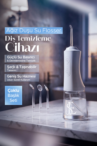 EN SİGA Şarjlı Taşınabilir Ağız Duşu Su Flosser Diş Temizleme Cihazı Çok Başl...