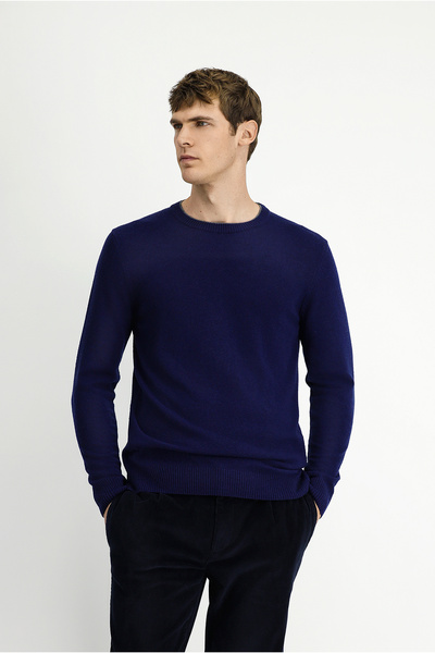 Kiğılı سترة تريكو محبوكة برقبة دائرية وقصة عادية مكونة من صوف قطع بخليط الكشمير