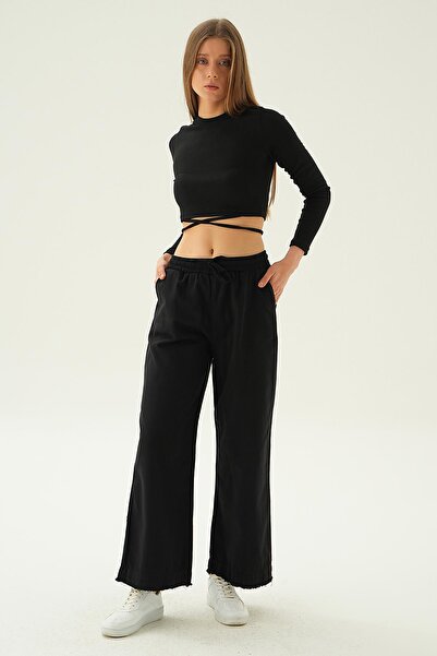 Rays Pantaloni negri wide-leg 4760