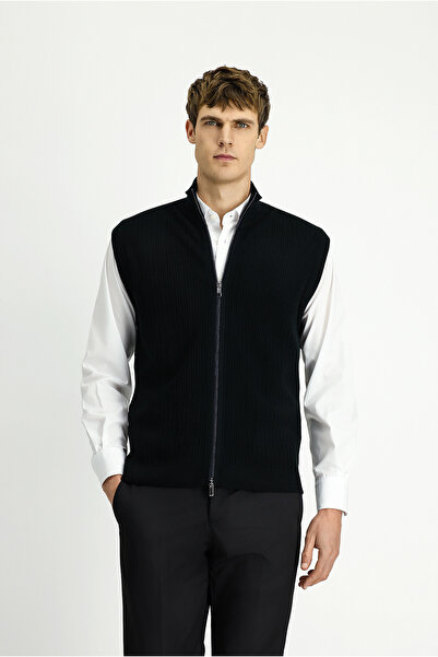 Kiğılı Patterned Zippered Wool Knit Vest