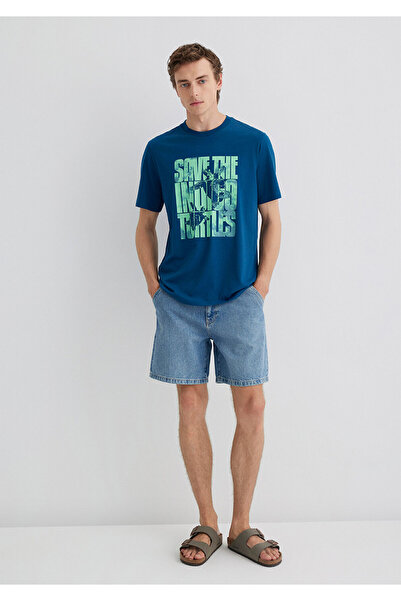 Mavi Μπλουζάκι με στάμπα Indigo Turtles Regular Fit / Normal Cut 0612994-89110