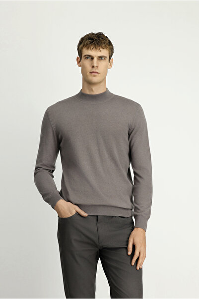 Kiğılı Πλεκτό πουλόβερ με μισό ζιβάγκο με κανονική εφαρμογή από βαμβακερό κασμίρ