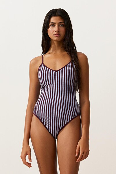 Oysho Çift renkli çizgili mayo