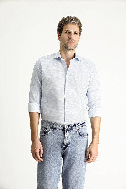 Kiğılı قميص قطني منقوش بقصة ضيقة - كم طويل