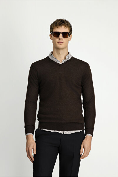 Kiğılı V-Neck Regular Fit Warm Wool Knitwear Sweater