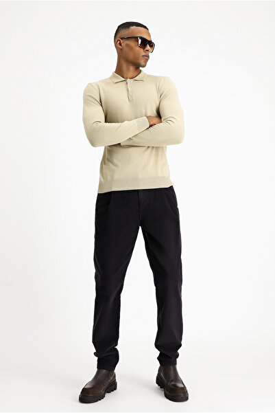 Kiğılı سترة تريكو من الكشمير القطني ذات قصة عادية وياقة بولو