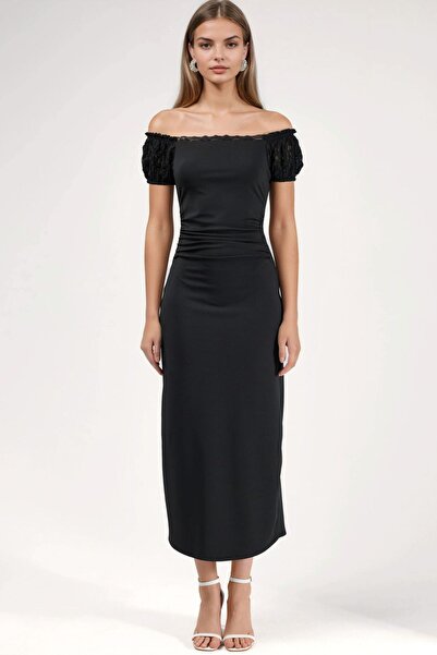 Hiccup Midi Dress With Lace Sleeves