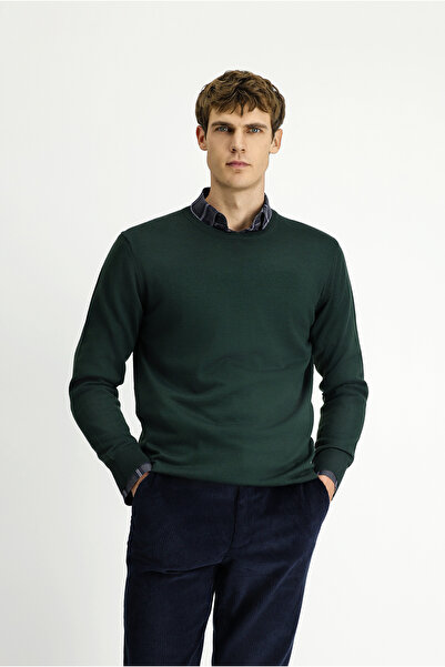 Kiğılı سترة تريكو من الصوف بقصة عادية وياقة دائرية